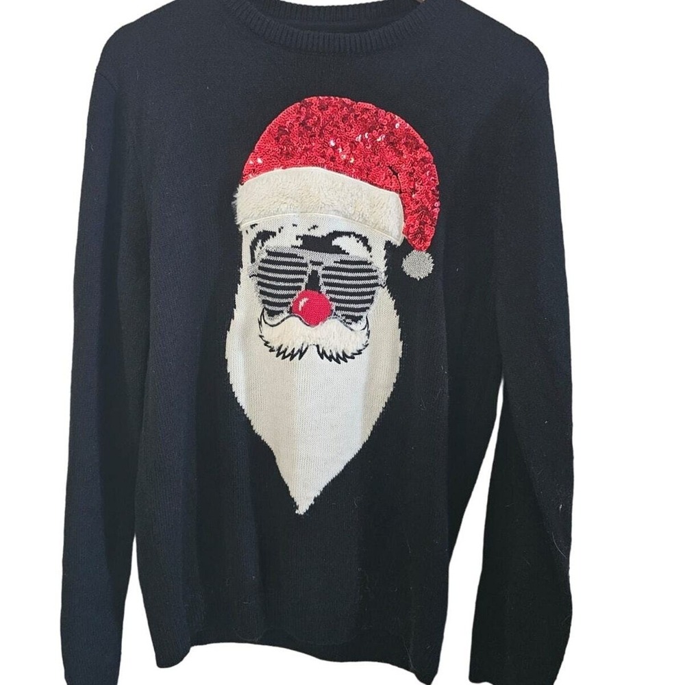 Angelo Litrico Santa Claus Ugly Sweater Women Lg Sparkling Embellished Christmas
